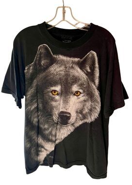 Vintage 90’s Y2K Trinity TShirt W Gray Wolf Bobby G’s Graphic TShirt Sz Large